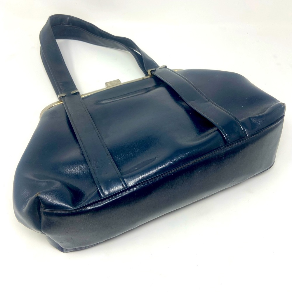 Vintage Navy Blue Frame Bag – Top Handle Gold Clasp‎ - Picture 3 of 7